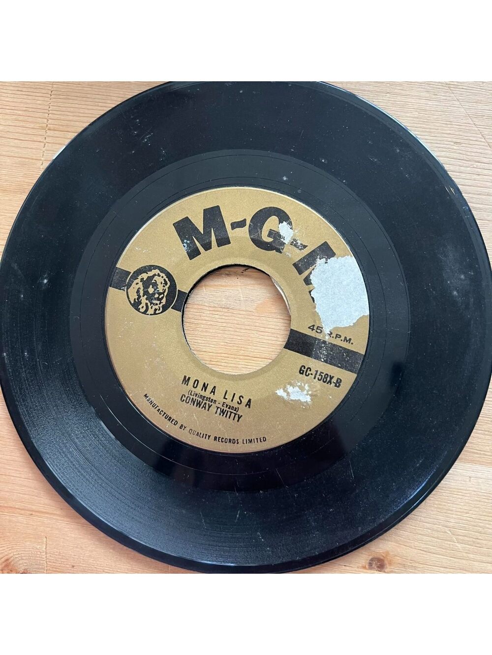 Conway Twitty - Mona Lisa/Danny Boy 45rpm VG+ R20